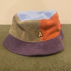 Multicolor Bucket Hat with Bear Patch